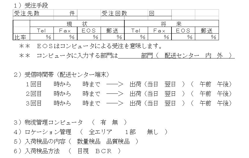 受注方法 調査シート