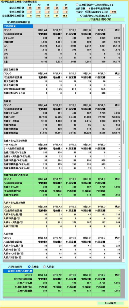 在庫入庫計算画面